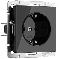 W1171148 Розетка с заземлением и шторками, черный акрил Werkel, 4690389197710