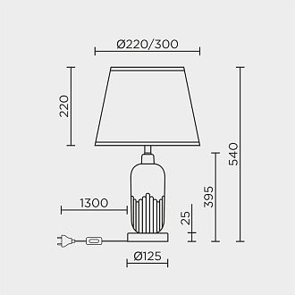 Настольный светильник 53*33* см, Е27 1x60ВтW, , Белый MODELUX ML.6210.01TL WH