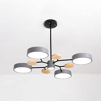 Люстра на штанге MEADE 5 lamps Grey 69*69*60 см, 5*LED*16W, 4000K, ImperiumLoft MEADE-01, Чёрный, Бежевый