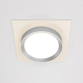Светильник 11 см, Maytoni Downlight Hoop DL086-GX53-SQ-WS, белый-серебро, вр 9,5 см