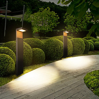 Уличный светильник 10*12 см, 1*LED*5W, 3000К Loft It 100001/1000 Oak, Черный, золото