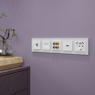 W0051105 Рамка на 5 постов Favorit, белый матовый,стекло Werkel, 4690389160103