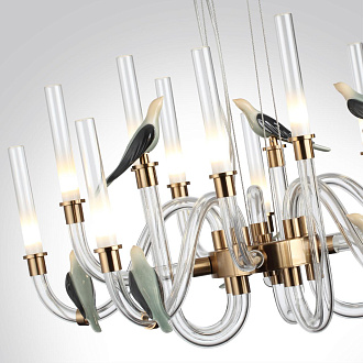 Люстра 72,5*72,5*166,5 см, LED 1*30, 4000 К, Odeon Light Exclusive Lark 5431/30L, золотой (под латунь)/бежевый/зеленый/белый градиент