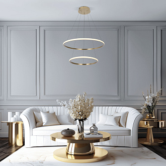 Подвесной светильник 60*60*115 см,  LED*92W, 3300;4200;6500 К, Eurosvet Collars 90264/2, латунь