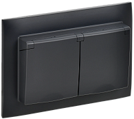 SKANDY Розетка 2-я с кр. 16А в сб IP44 SK-R12Bl черн. IEK, SK-R26-16-44-K02-F