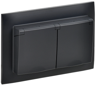 SKANDY Розетка 2-я с кр. 16А в сб IP44 SK-R12Bl черн. IEK, SK-R26-16-44-K02-F