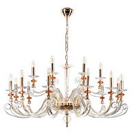 Люстра 115 см, Crystal Lux CATARINA SP12+6 V2 GOLD/TRANSPARENT-COGNAC Золотой/Прозрачный