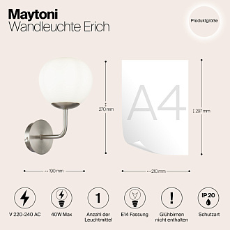 Бра Maytoni Erich MOD221-WL-01-N, никель