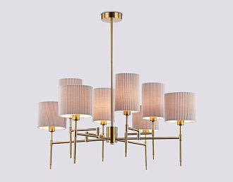 Люстра на штанге с абажурами **36,5-70,5 см, 8*E14*40W, K, Ambrella Light High Light LH72383, латунь