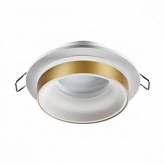 Встраиваемый светильник 10/7 см, GU10, IP44 Novotech WATER 370783 белый/золото, вр 7 см