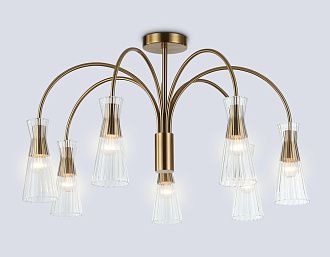 Люстра на штанге **46- см, 7*E14*40W, K, Ambrella Light High Light LH55703, латунь