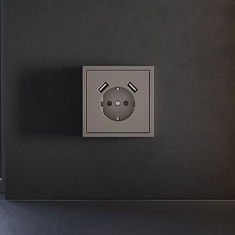 Накладка для розетки с заземлением и защитными шторками, с USB A+A, S70, капучино Voltum VLS000914