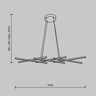 Подвесная люстра 103,5*30*307 см, LED, 40W, 4000К, Maytoni Halo MOD244PL-L50BK черный