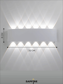 Светильник  настенный SAPFIR SPF-4811 WHITE/БЕЛЫЙ D320*80/H45/1/LED/12W/4000K IP65 TWIN 22-07 (1/30)