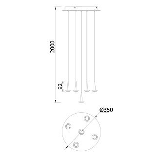 Люстра подвесная 35*211,2 см, 5*LED*5W, 3000K, Mantra Andromeda MAN8932+5PL (8938-8941), золотой