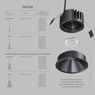 Встраиваемый светильник *8,4*7 см, *LED*975Lm, 3000-4000-6000K, Denkirs Shine Glow DK2431-DN, темный никель