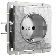 W1271106 Розетка с заземлением и шторками, hammer серебряный Werkel, 4690389162824
