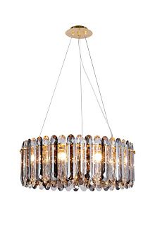 Люстра Ø600 x H220 (1200), мм, 9*40W (360W), GOLD+SMOKE (Золото+Дымчатый хрусталь) NewRgy 5075-9GD+A+C GOLD+SMOK