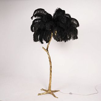 Торшер страусиные перья Feather Lamp A MODERN GRAND TOUR черный 180*40*40 см, 5*E14*40W, ImperiumLoft 41.108-0, Латунь