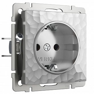 W1271106 Розетка с заземлением и шторками, hammer серебряный Werkel, 4690389162824