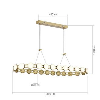 Подвесная люстра 110*42*120 см, 1*LED*50W, 4000K, ST-Luce Monro SL6610.203.26, золотой