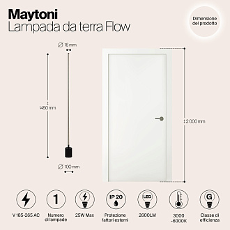 Светильник 145 см, 25W, 3000-6000K, Maytoni Flow MOD147FL-L20BK1, черный