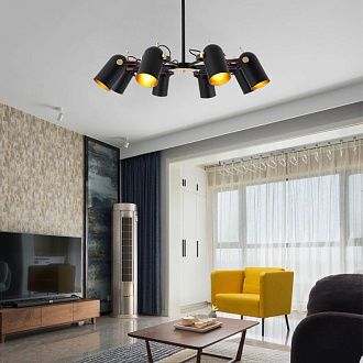 Люстра на штанге BULLET B D82 82*82*40 см, 8*E27*60W, ImperiumLoft BULLET-B01, Чёрный