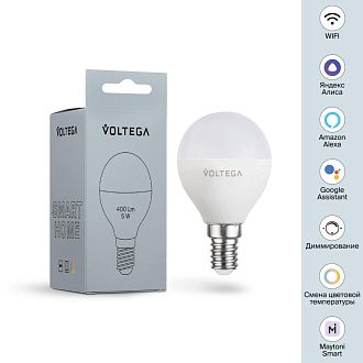 2428 Лампа светодиодная  Voltega Wi-Fi 5W 400Lm  E14