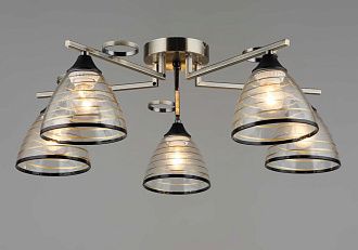 Люстра Ø620 x H200, мм, 5*40W (200W), AB+BK (Бронза + Черный) Rilon 1697/5 AB+BK