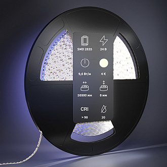 Светодиодная лента Ultra 24В 2835 9,6Вт/м 4000К 5м IP67 201046 Maytoni  Led Strip, цена за метр, отгружается по  5 м