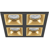 Комплект из светильников и рамки DOMINO 21,5*21,5 см, 4*Gu5.3*26W, Золото; Черный Lightstar Domino D54703030303