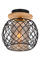 Люстра Ø200 x H220, мм, 1*40W, BK+COP (Черный+Латунь) Rilon 4791/1H BK+WOOD