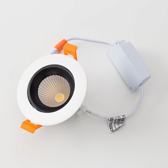 Встраиваемый светильник 9 см, 7W, 3500К Citilux Альфа CLD001NW4, белый-черный, вр 8 см