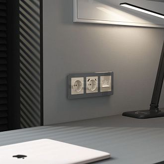 W1191143 Накладка для двойной розетки Еthernet RJ-45, айвори акрил Werkel, 4690389197222