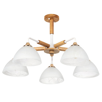Потолочная люстра Arte Lamp Matthew A5032PL-5BR, диаметр 65 см, белый-дерево