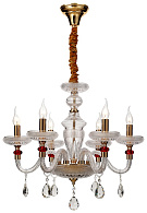 Светильник подвесной Wertmark Ludmila WE181.06.303, 65*65 см, золото, прозрачный, красный