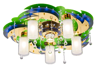 Люстра Ø660 x H180, мм, 5*40W (200W), GN+GD WT(Зелёный+Золото) Sfera Sveta 8356/5+1 GN+GD WT