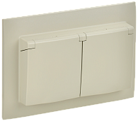 SKANDY Розетка 2-я с кр. 16А в сб IP44 SK-R12B беж. IEK, SK-R26-16-44-K10-F