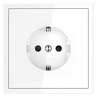 Розетка встраиваемая Voltum S70 с заземлением и защитными шторками, 16А, белый  пластик  VLS040201