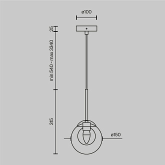 Подвесной светильник 15*54*334 см, 1 G9*20W Basic form MOD521PL-01G1 Maytoni, Золото