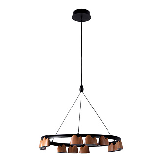 Подвесная люстра 60*161 см, 55.2W, Favourite Interline 4266-12P матовый черный, прозрачный акрил с узором, текстура дерева