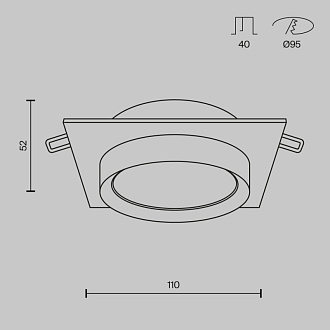 Светильник 11 см, Maytoni Downlight Hoop DL086-GX53-SQ-BG, черный-золото, вр 9,5 см