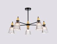 Люстра на штанге **19-39 см, 5*E14*40W, K, Ambrella Light High Light LH58114, черный, светлое дерево