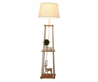 Торшер 155 см, Kink Light 07098,01, белый-дерево