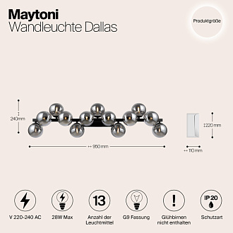 Светильник 89 см, Maytoni MOD547WL-13B, черный