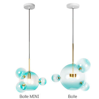 Подвесной светильник 39*31 см, 1*E14*40W LOFT IT Bolle 2027-P4 Blue mini золото