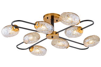Люстра Ø810 x H195, мм, 8*40W (320W), BK+GOLD BRONZE (Чёрный+Золотая бронза) Rilon 06749/8 BK+GOLD BRONZE
