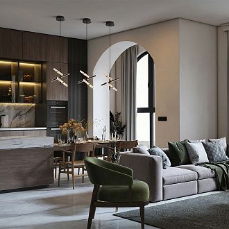 Подвесной светильник 70*70*30-160 см, LED*35W, 2700K, Freya Brilliance FR5557PL-L22B1, Черный