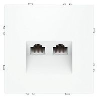 Розетка компьютерная встраиваемая Voltum S70 двойная RJ45+RJ45 кат.6, белый матовый пластик Soft touch VLS060202