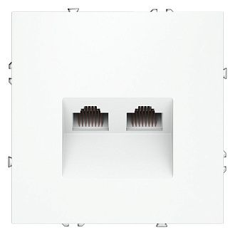 Розетка компьютерная встраиваемая Voltum S70 двойная RJ45+RJ45 кат.6, белый матовый пластик Soft touch VLS060202